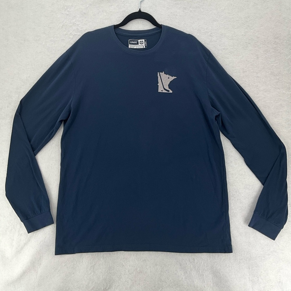 UNRL State of Hockey Minnesota Navy X-Large Long Sleeve Crewneck T Shirt‎